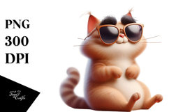 Whimsical Cat with Sunglasses PNG Product Image 1