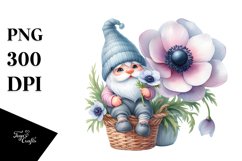 Adorable Gnome with Anemone, PNG Product Image 1