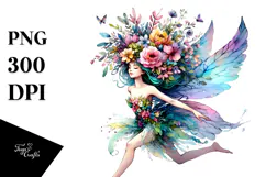 Fairy with Floral Wreath PNG Product Image 1