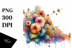 Abstract Glossy Nasturtium Watercolor Clipart Product Image 1