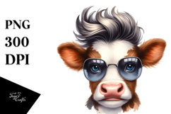 Funny Baby Cow with Cool Hair, High-Res PNG Product Image 1