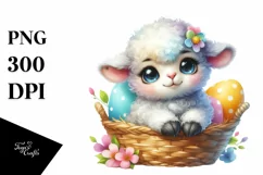 Colorful Smiling Baby Lamb in Egg Basket Clipart Product Image 3