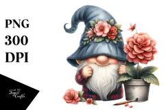 Adorable GNOME with Begonia, PNG Product Image 1