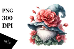 Cute GNOME with Floral Ornament, PNG Product Image 1