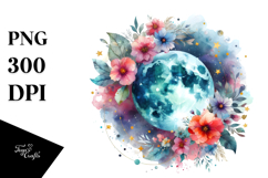 Vibrant Abstract Moon with Flowers and Stars Product Image 1