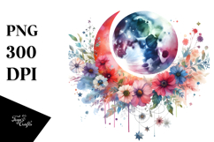 Abstract Moon Flowers Clipart Product Image 1