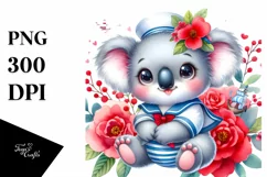 cute Baby Koala Cuddling Sailor | Clipart Product Image 3