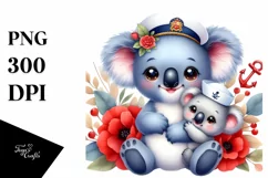 cute Baby Koala Cuddling Sailor | Clipart Product Image 3
