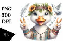 Funny Duck Portrait Smiling | Victory Sign Clipart Product Image 3