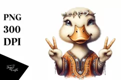 Funny Duck Portrait Smiling | Victory Sign Clipart Product Image 3