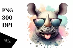 Funny Rhino Portrait Smiling | Sunglasses Clipart Product Image 3