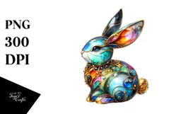 Colorful Bunny Golden Insertions PNG Product Image 1