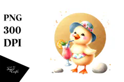 Cute Duck in Beachwear, High-Res PNG Product Image 1