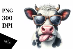 Funny Cow Portrait Smiling | Sunglasses Clipart Product Image 1