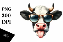 Funny Cow Portrait Smiling | Sunglasses Clipart Product Image 3