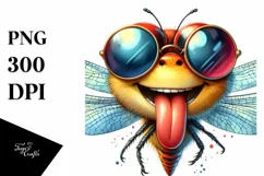 Funny Dragonfly Portrait Smiling | Sunglasses Clipart Product Image 1