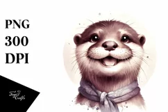 Funny Otter Portrait Smiling | Diva Look Clipart Product Image 1