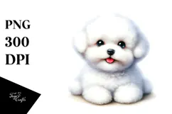 Watercolor Bichon Frise Big Eyes Happy PNG Product Image 1