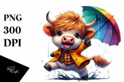 Expressive Baby Highlandcow Dancing PNG Product Image 3