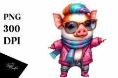 Contempt Cow with Cool Haircut, Raincoat Theme, PNG Product Image 3