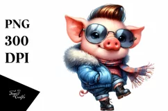 Contempt Baby Pig Dancing in Winter, Transparent PNG Product Image 1