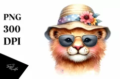 Colorful Cute Baby Lion with Sunglasses and Sun Hat Product Image 1