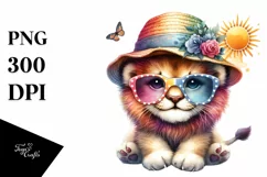 Colorful Cute Baby Lion with Sunglasses and Sun Hat Product Image 3