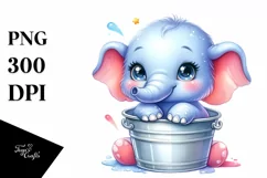Colorful Watercolor Smiling Elephant | Clipart Product Image 3