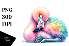 Baby Flamingo Sleeping | Watercolor | Sublimation Product Image 1