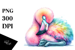 Baby Flamingo Sleeping | Watercolor | Sublimation Product Image 1