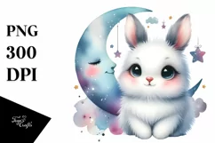 Colorful Watercolor Smiling Arctic Hare | Clipart Product Image 3