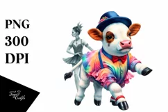 Colorful Baby Cow Dancer PNG Product Image 1