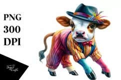 Colorful Baby Cow in Foxtrot Dancer's Attire Product Image 1
