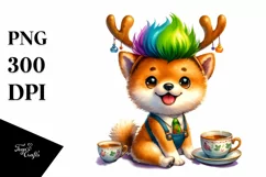 Enthusiastic Watercolor Shiba Inu PNG Product Image 3