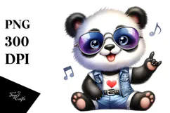 cute Baby Panda with Rocker Look PNG Product Image 1