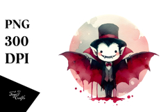Funny Vampire Washed Watercolor PNG Product Image 1