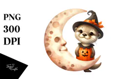 Cute Baby Otter with Halloween Costume, Transparent PNG Product Image 1
