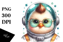 Cute Baby Chicken Astronaut PNG Product Image 1
