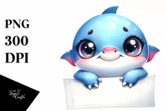 Colorful Baby Shark, Smiling | Sublimation | Clipart Product Image 1