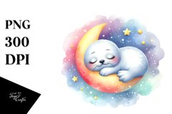 Colorful Watercolor Cute Baby Seal | Clipart Product Image 3