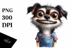 Dog Big Eyes Farm Jeans Standing Goofy | Sublimation | Product Image 3