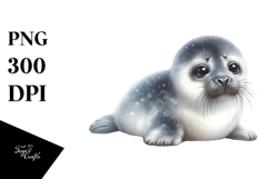 Adorable Baby Seal in Digital Watercolor, PNG Product Image 1