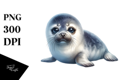 Digital Painting of Adorable Baby Seal, PNG Product Image 1