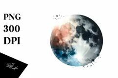 Colorful Moon with Baby Macaw | Sublimation | Clipart Product Image 1