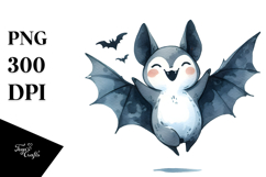 Funny Watercolor Bat Image, PNG Product Image 1