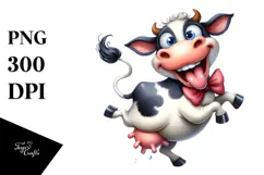 Goofy Cartoon Cow with Bow Tie PNG Product Image 1