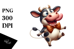 Goofy Cartoon Cow with Bow Tie PNG Product Image 1