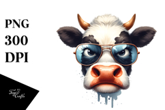 Funny Cow with Sunglasses, Transparent PNG Product Image 1