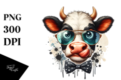 Funny Cow with Sunglasses, Transparent PNG Product Image 1