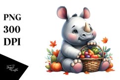 Rhino Holding Vegetables | Clipart Product Image 3